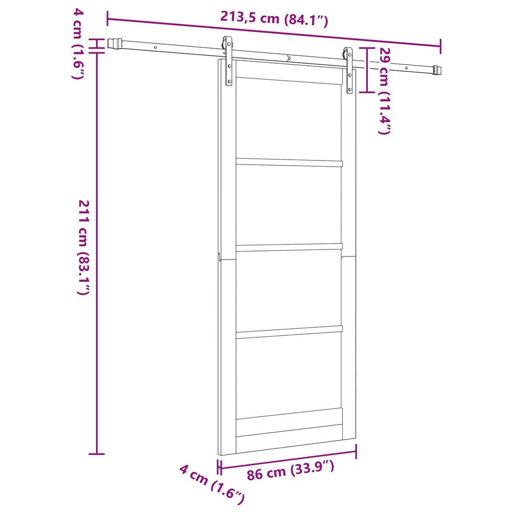 vidaXL Συρόμενη Πόρτα ORKDAL Καφέ 86 x 211 cm Ξύλο και μέταλλο