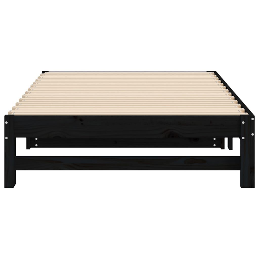 vidaXL Καναπές Κρεβάτι Συρόμενος Μαύρος 2x(100x200)εκ. από Μασίφ Πεύκο