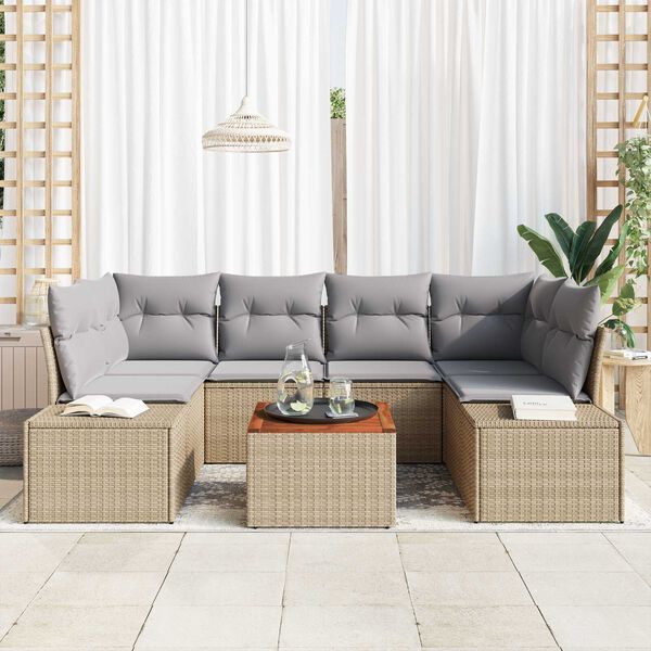 vidaXL Σετ Καναπέ Κήπου 7 pcs μπεζ και ανοιχτό γκρι