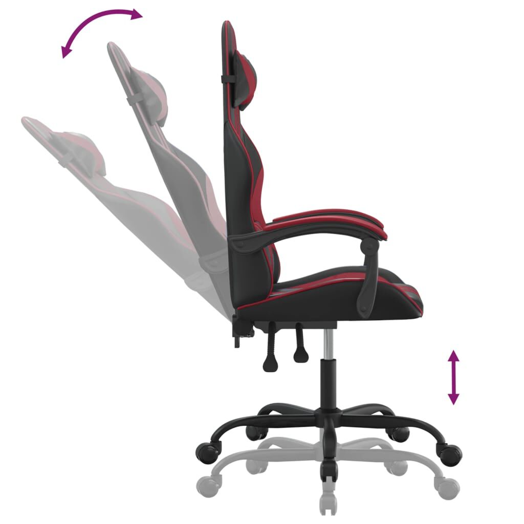 vidaXL Καρέκλα Gaming Περιστρεφόμενη Μαύρη/Μπορντό από Συνθετικό Δέρμα