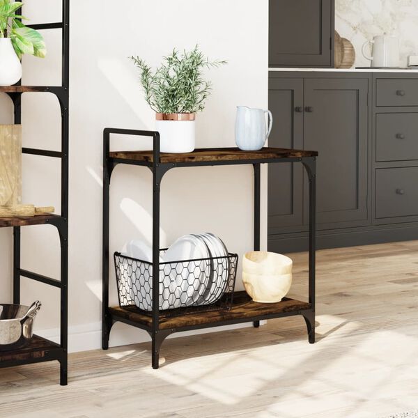 vidaXL Τρόλεϊ Κουζίνας Καπνιστή Δρυς 60,5x31x72,5εκ Επεξεργασμένο Ξύλο