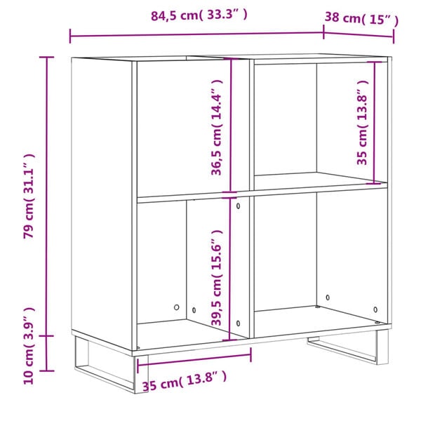 vidaXL Δισκοθήκη Μαύρη 84,5 x 38 x 89 εκ. από Επεξεργασμένο Ξύλο
