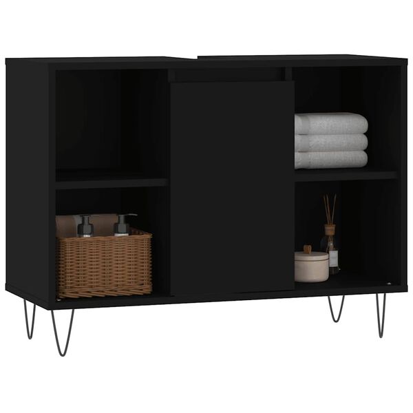 vidaXL Ντουλάπι Μπάνιου Μαύρο 80 x 33 x 60 εκ. από Επεξεργασμένο Ξύλο