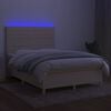 vidaXL &Kappa;&rho;&epsilon;&beta;ά&tau;&iota; Boxspring &mu;&epsilon; &Sigma;&tau;&rho;ώ&mu;&alpha; & LED &Kappa;&rho;&epsilon;&mu; 140x190 &epsilon;&kappa;. &Upsilon;&phi;&alpha;&sigma;&mu;ά&tau;&iota;&nu;&omicron;