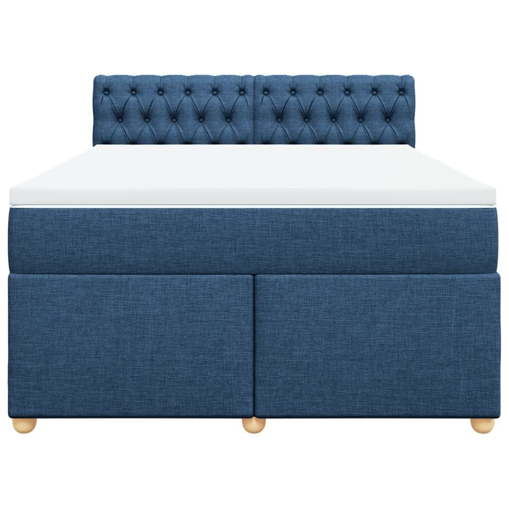 vidaXL Κρεβάτι Boxspring με Στρώμα Μπλε 140x200 εκ. Υφασμάτινο