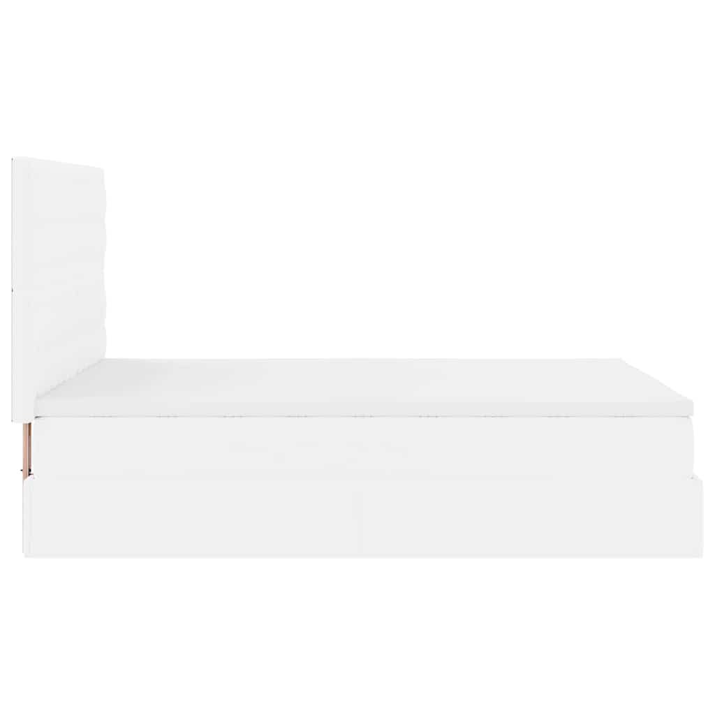 vidaXL Οθωμανικό κρεβάτι με στρώμα Λευκό 140x200cm Faux Leather