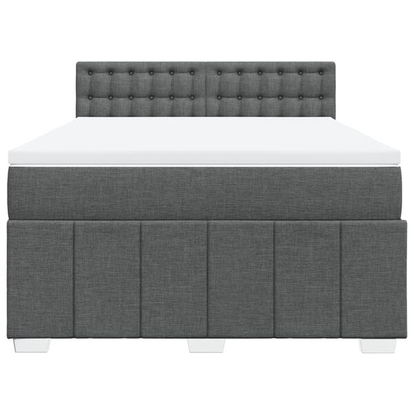vidaXL Κρεβάτι Boxspring με Στρώμα Σκούρο Γκρι 140x200 εκ Υφασμάτινο
