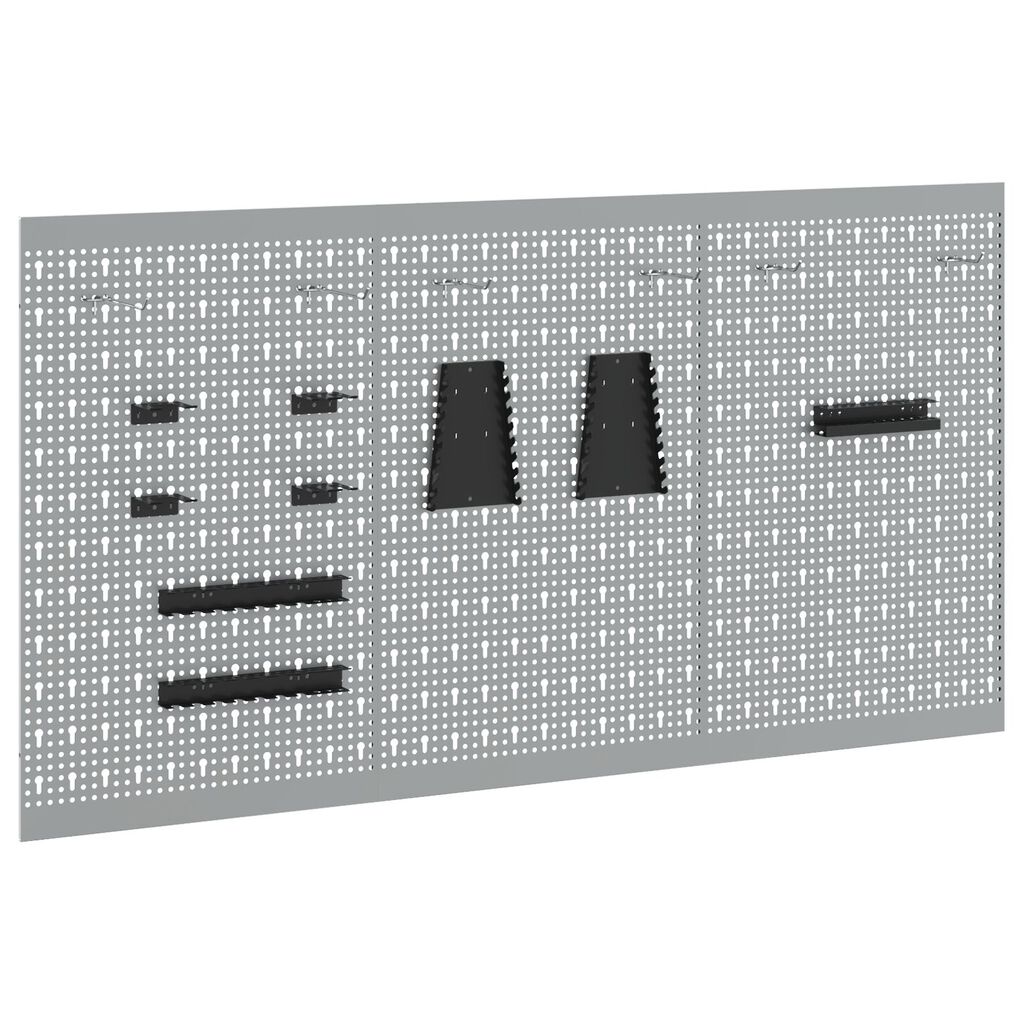 vidaXL Pegboards 3 τεμάχια με 15 αξεσουάρ Γκρι 50x80 εκ Ατσάλι