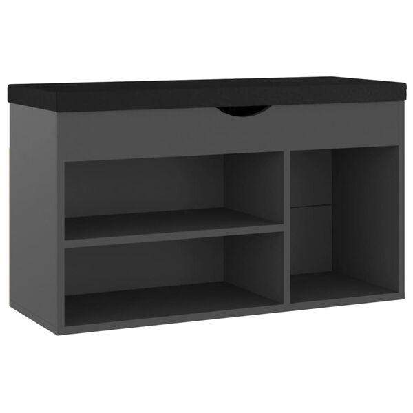 vidaXL Παπουτσοθήκη Γκρι 80 x 30 x 47 εκ. Επεξ. Ξύλο με Μαξιλάρι