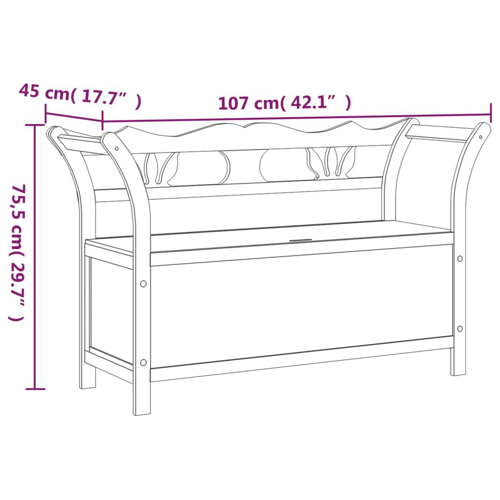 vidaXL Πάγκος 107 x 45 x 75,5 εκ. από Μασίφ Ξύλο Ελάτης