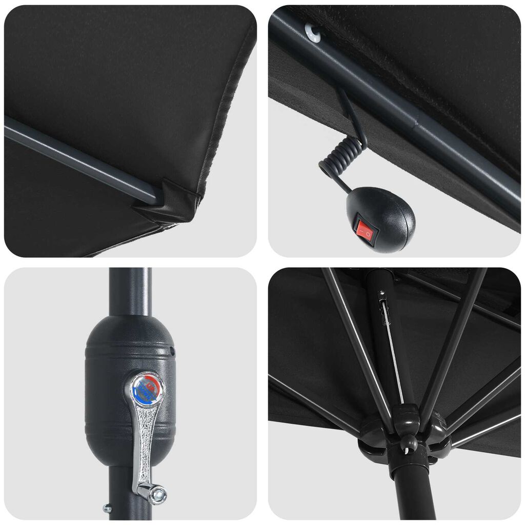 vidaXL Ομπρέλα Κήπου Μαύρο 294 x 150 x 223 εκ ύφασμα
