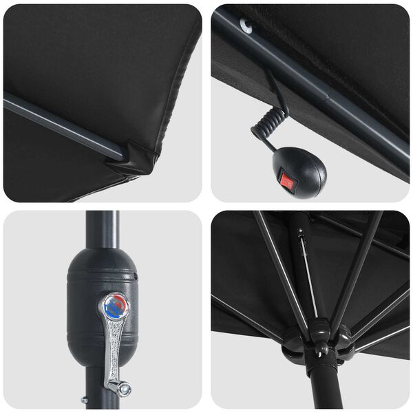 vidaXL Ομπρέλα Κήπου Μαύρο 294 x 150 x 223 εκ ύφασμα