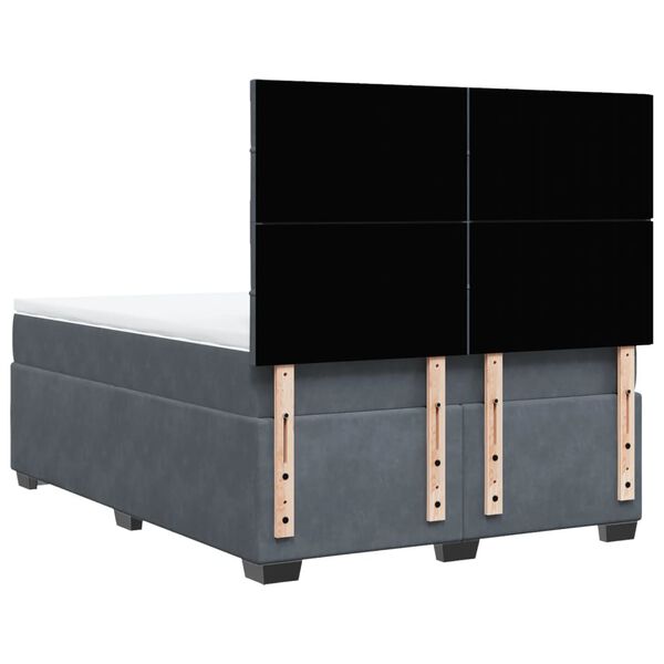 vidaXL Κρεβάτι Boxspring με Στρώμα Σκούρο Γκρι 140x200 εκ. Βελούδινο