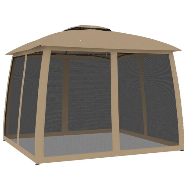 vidaXL Κιόσκι με Διπλούς Τοίχους/Δίχτυ Taupe 2,93x2,93 μ. από Ατσάλι