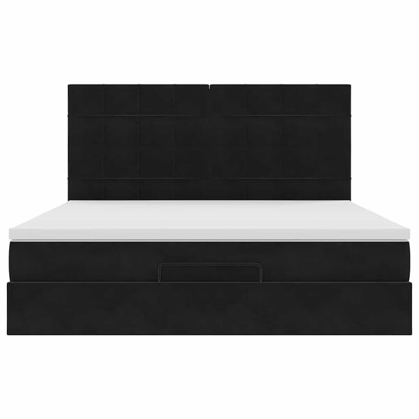 vidaXL Οθωμανικό κρεβάτι με στρώματα & LEDs Μαύρο 180x200cm Velvet