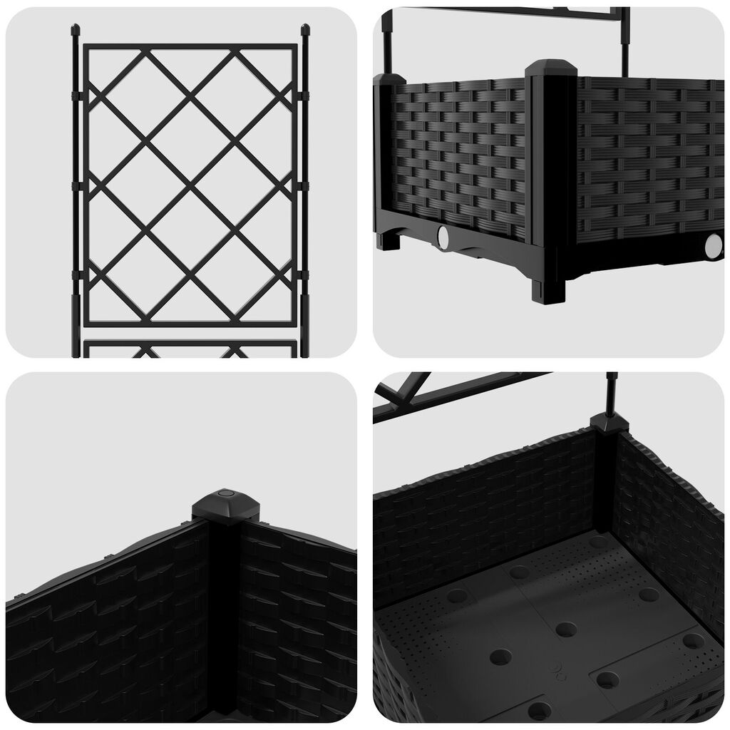 vidaXL Γλάστρα Κήπου με Πύρο Μαύρη 40x40x125.5 εκ.