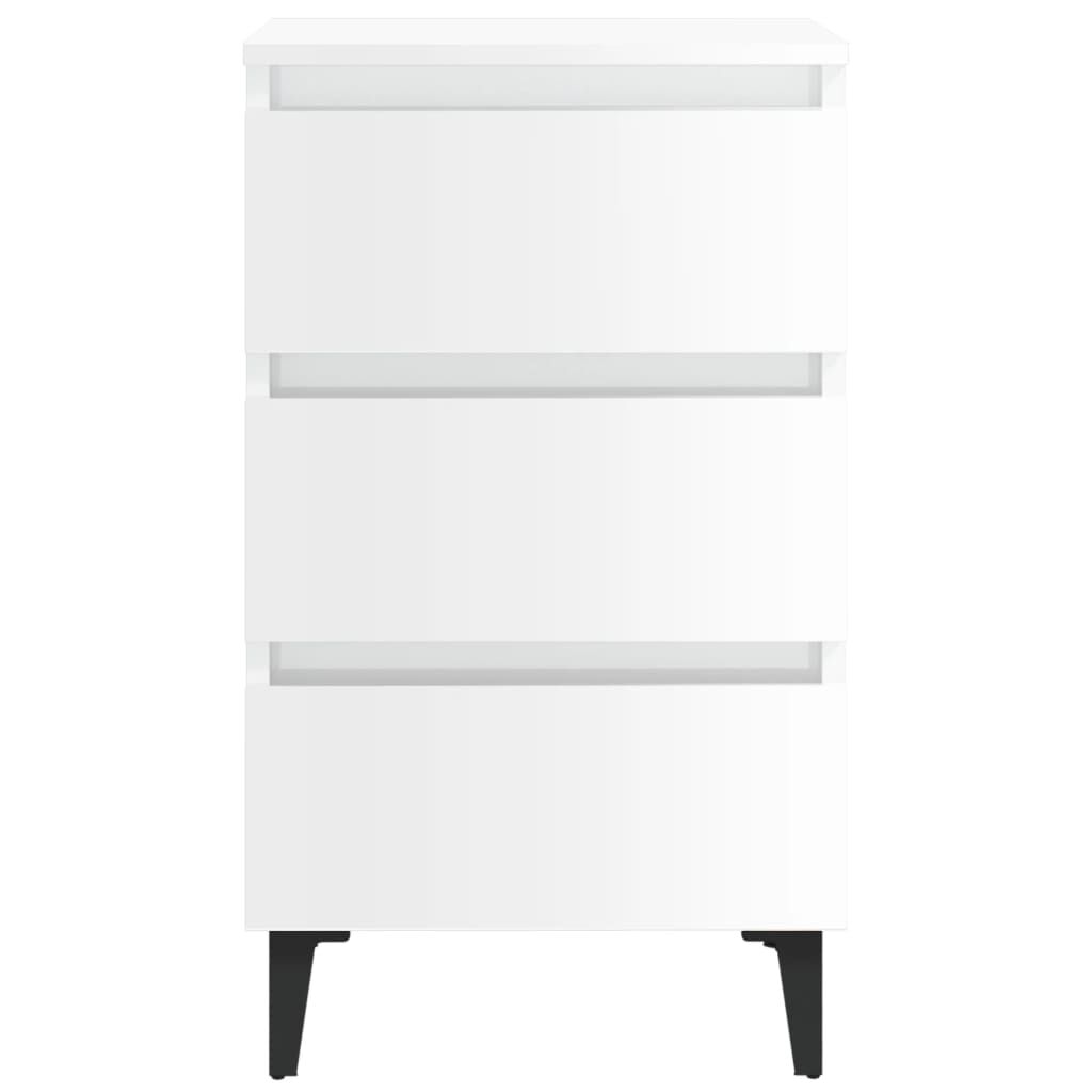 vidaXL Κομοδίνα Γυαλιστερό Λευκό 40 x 35 x 69 εκ. με Μεταλλικά Πόδια