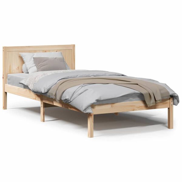 vidaXL Σκελετός Κρεβατιού Καφέ 90 x 200 cm Μασίφ ξύλο πεύκου
