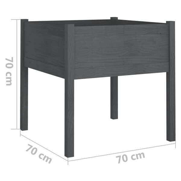 vidaXL Ζαρντινιέρες 2 τεμ. Γκρι 70 x 70 x 70 εκ. από Μασίφ Ξύλο Πεύκου