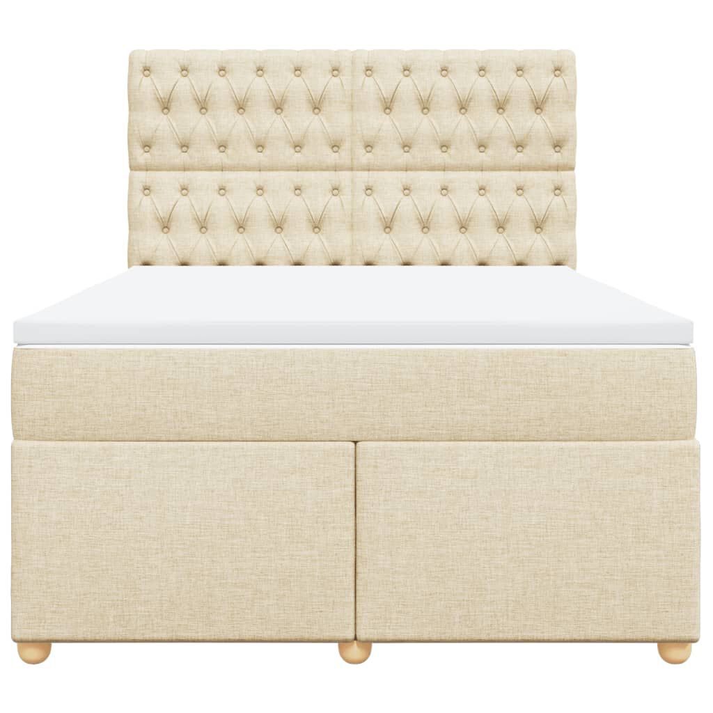 vidaXL Κρεβάτι Boxspring με Στρώμα Κρεμ 160x200 εκ. Υφασμάτινο