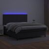 vidaXL Κρεβάτι Boxspring με Στρώμα & LED Μαύρο 160x200 εκ. Συνθ. Δέρμα