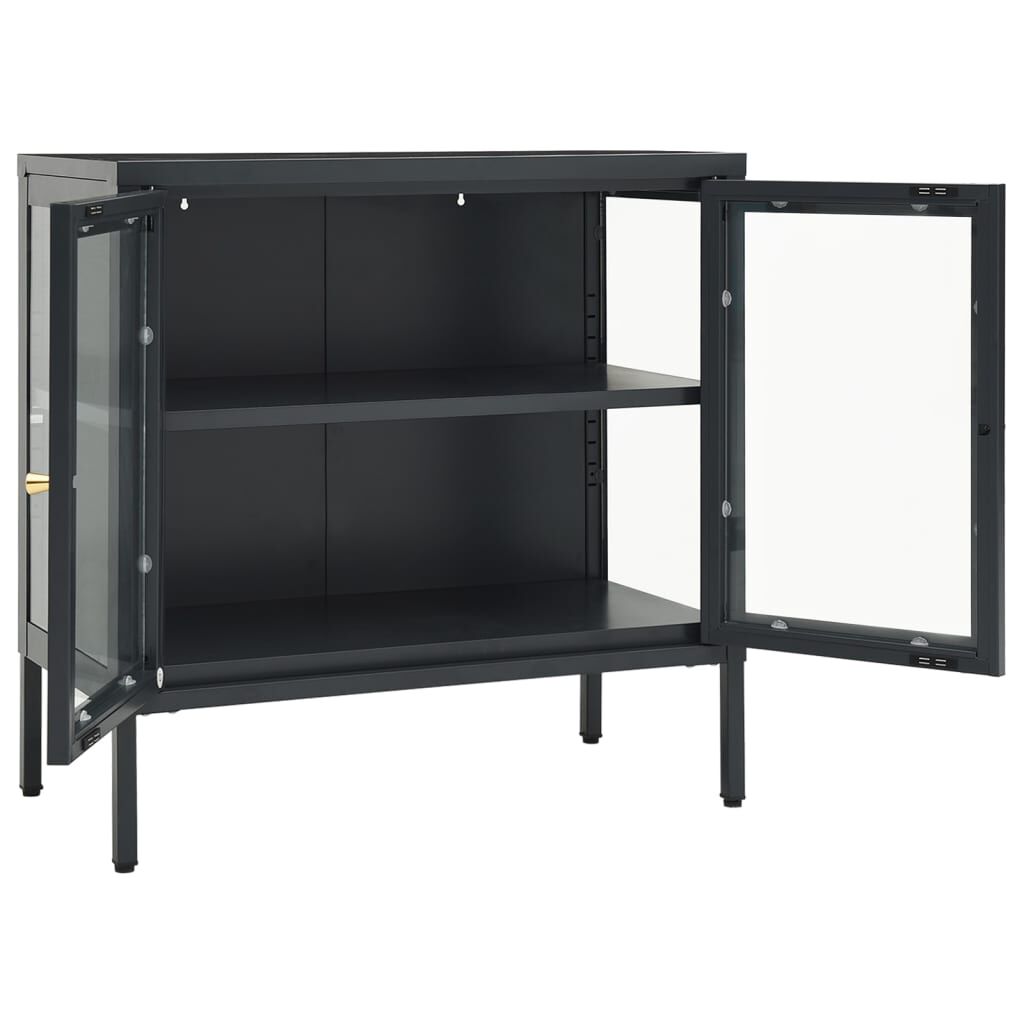 vidaXL Μπουφές Ανθρακί 70 x 35 x 70 εκ. από Ατσάλι και Γυαλί