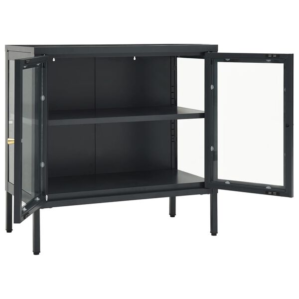 vidaXL Μπουφές Ανθρακί 70 x 35 x 70 εκ. από Ατσάλι και Γυαλί