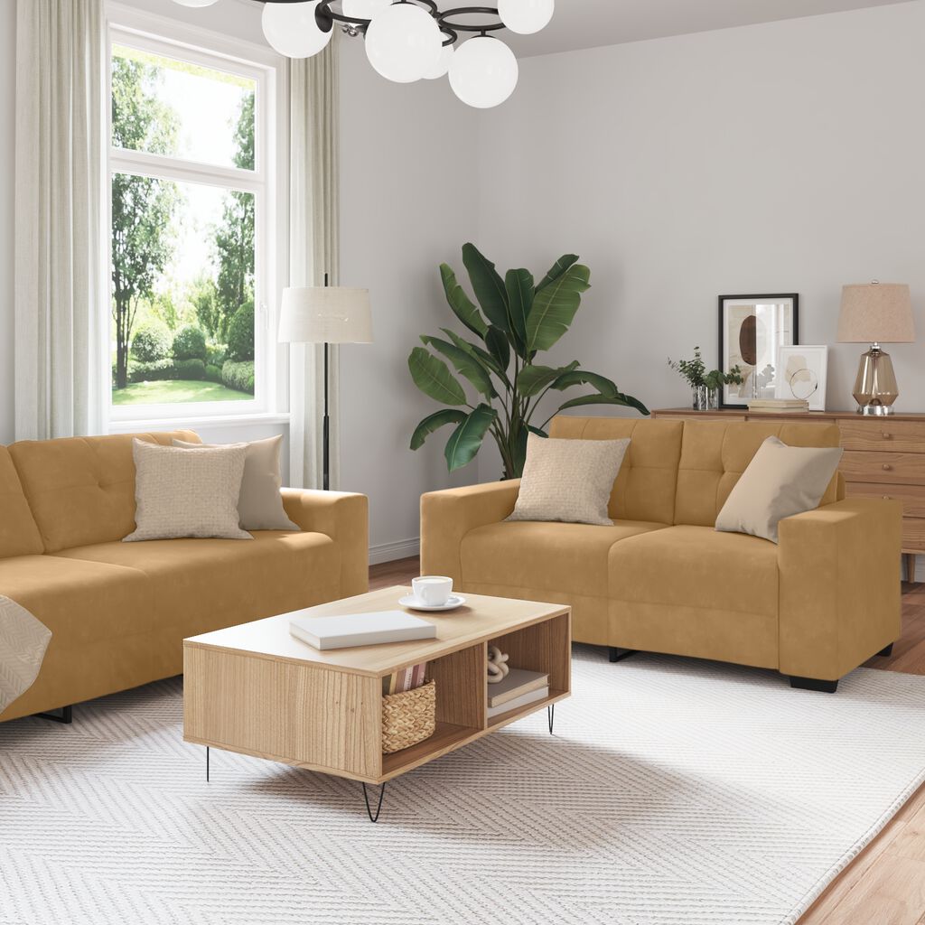 vidaXL Σετ Καναπέ με μαξιλάρι 3 pcs Καφέ 221 x 78 x 80 εκ Βελούδο