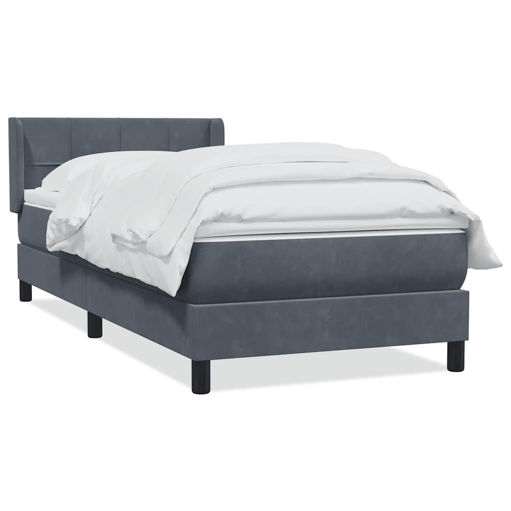 vidaXL Box Spring Κρεβάτι με στρώμα Σκούρο γκρι 100x220 εκ. Βελούδινο