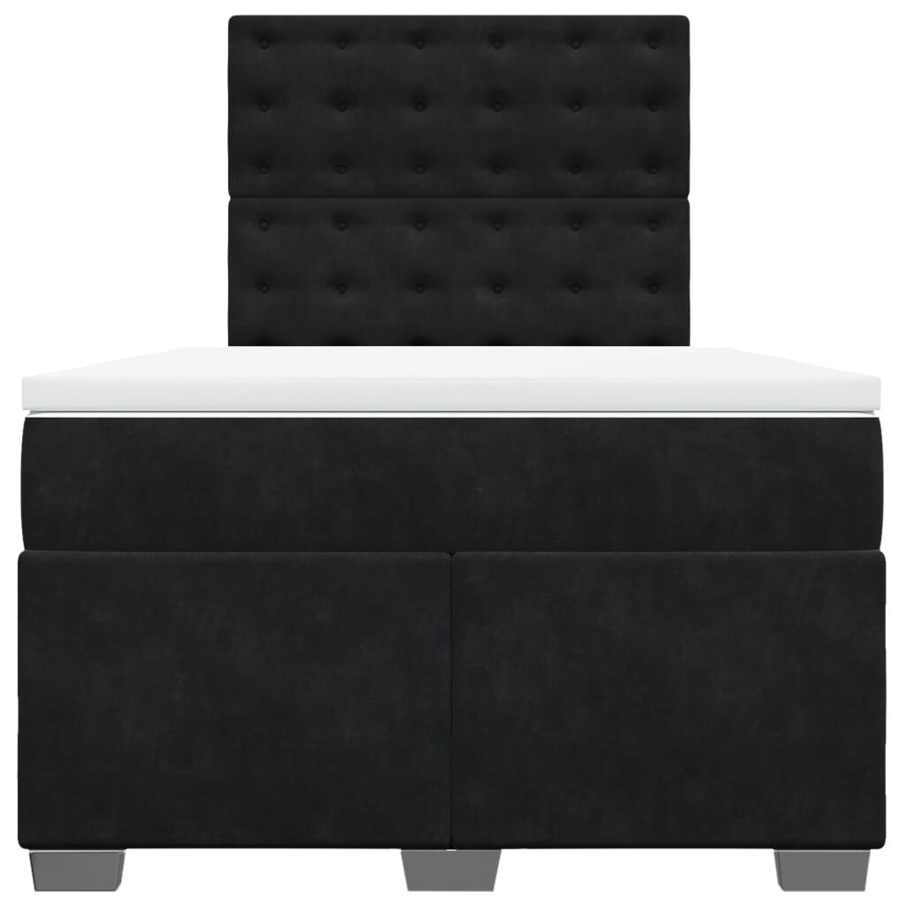 vidaXL Κρεβάτι Boxspring με Στρώμα Μαύρο 120x190 εκ. Βελούδινο