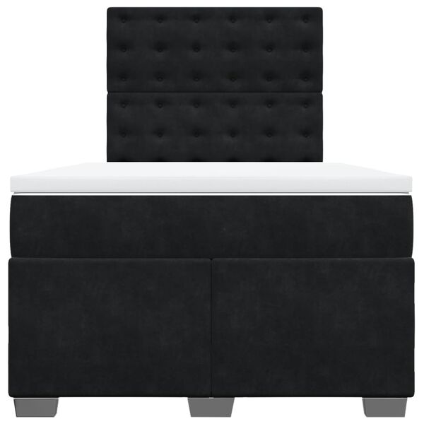 vidaXL Κρεβάτι Boxspring με Στρώμα Μαύρο 120x190 εκ. Βελούδινο