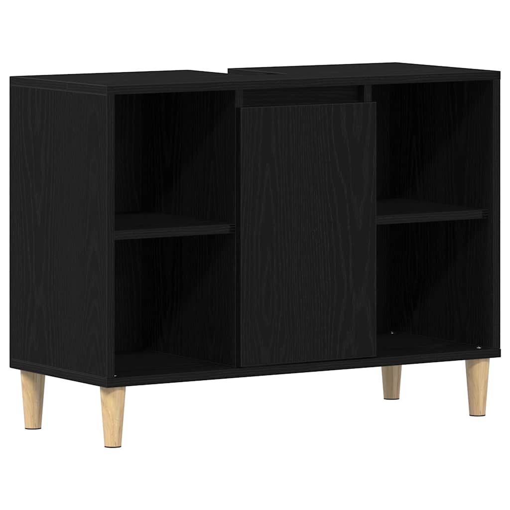 vidaXL Ντουλάπι Νιπτήρα Μαύρο Δρυς 80x33x60 εκ. από Τεχνητό Ξύλο