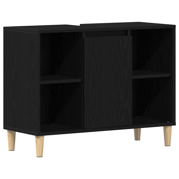 vidaXL Ντουλάπι Νιπτήρα Μαύρο Δρυς 80x33x60 εκ. από Τεχνητό Ξύλο