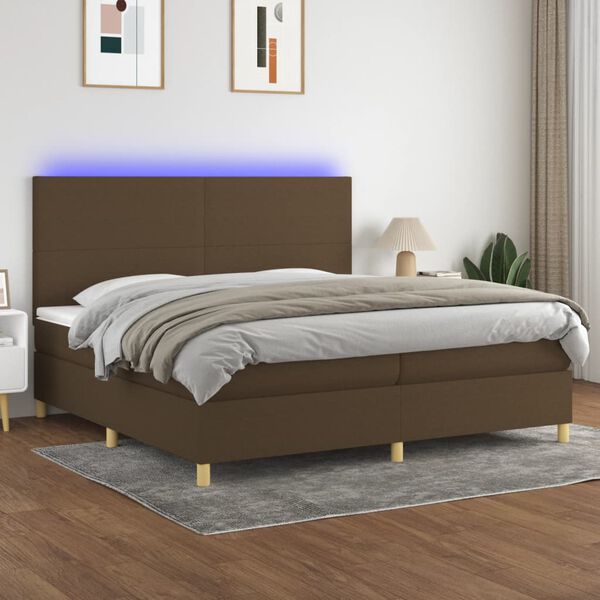 vidaXL &Kappa;&rho;&epsilon;&beta;ά&tau;&iota; Boxspring &mu;&epsilon; &Sigma;&tau;&rho;ώ&mu;&alpha; & LED &Sigma;&kappa;.&Kappa;&alpha;&phi;έ 200x200&epsilon;&kappa;. &Upsilon;&phi;&alpha;&sigma;&mu;ά&tau;&iota;&nu;&omicron;
