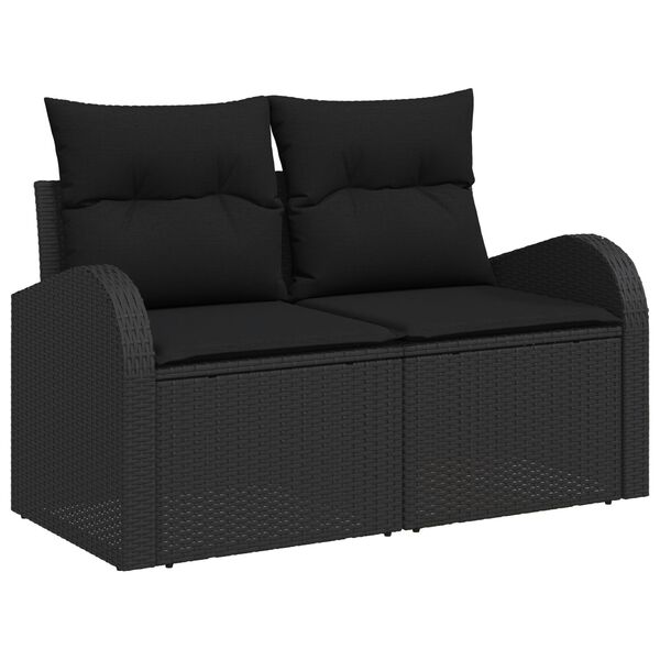 vidaXL Σετ Καναπέ Κήπου με μαξιλάρι 11 pcs Μαύρο 100 x 55 x 73 εκ
