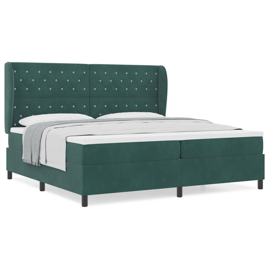 κρεβάτι box spring vidaXL με στρώμα σκούρο πράσινο 200x200 εκ. βελούδινο