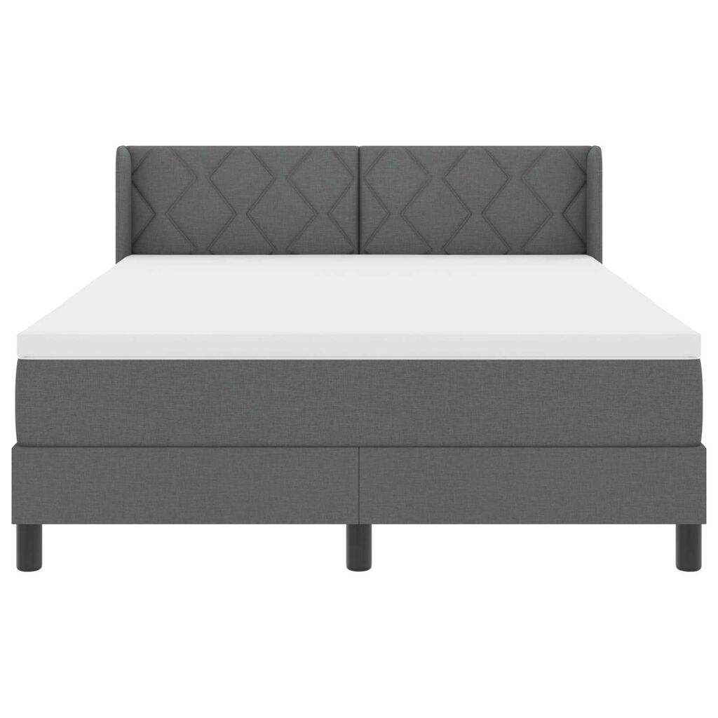 vidaXL Κρεβάτι Box Spring με Στρώμα Σκούρο Γκρι 140x200 εκ. Ύφασμα