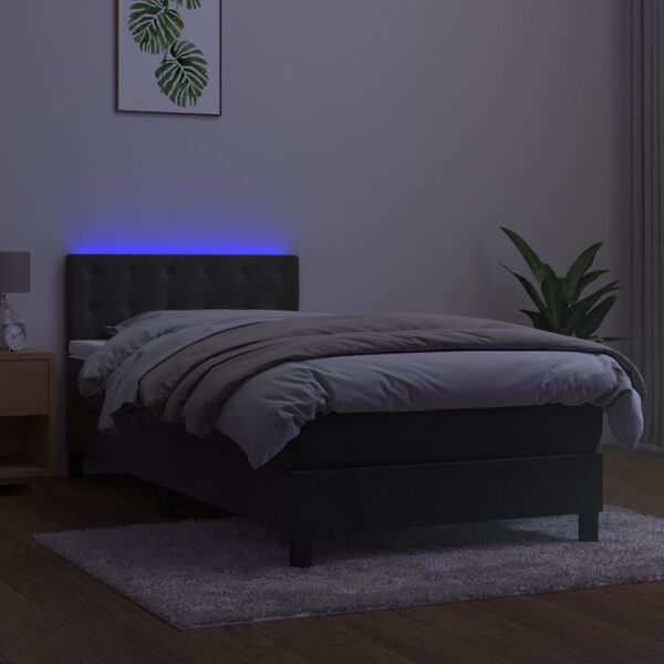 vidaXL &Kappa;&rho;&epsilon;&beta;ά&tau;&iota; Boxspring &mu;&epsilon; &Sigma;&tau;&rho;ώ&mu;&alpha; & LED &Sigma;&kappa;. &Gamma;&kappa;&rho;&iota; 80x200 &epsilon;&kappa;. &Beta;&epsilon;&lambda;&omicron;ύ&delta;&iota;&nu;&omicron;