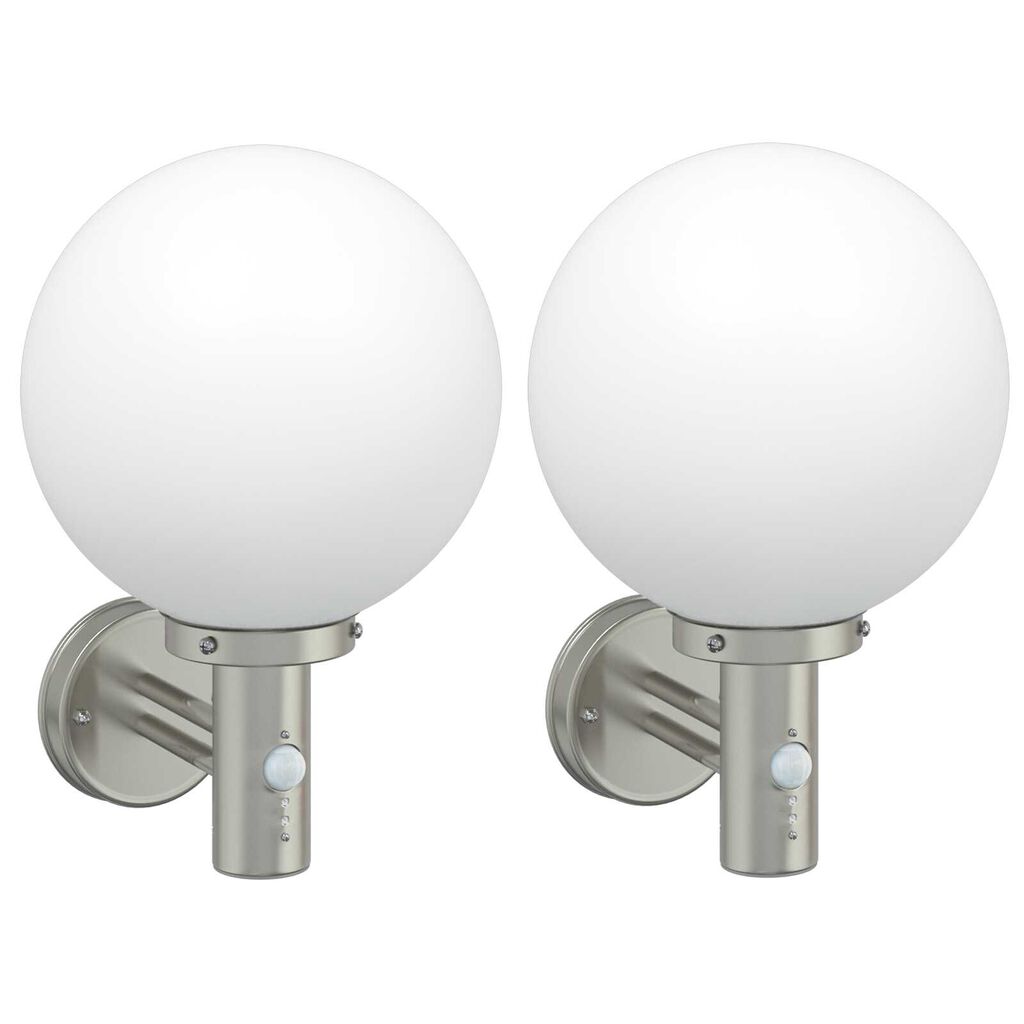 vidaXL Εξωτερικά Φωτιστικά Τοίχου 2 pcs Ασημί 28 x 25 x 38 εκ