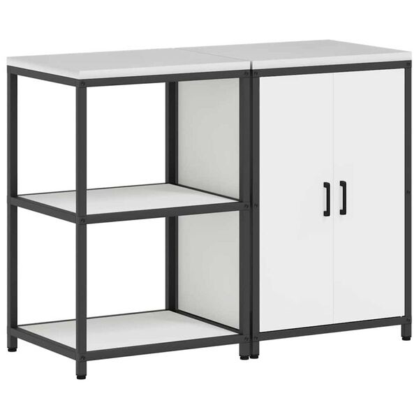 vidaXL Σετ Αποθήκευσης Κουζίνας 2 pcs Λευκό Κρύα έλαση από χάλυβα