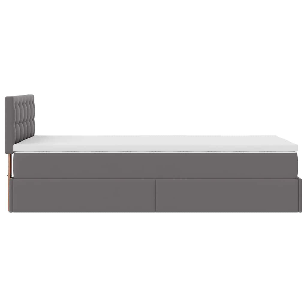 vidaXL Οθωμανικό κρεβάτι με στρώμα Γκρι 90x200cm Faux Leather