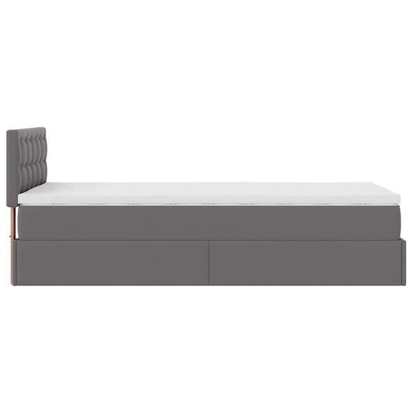 vidaXL Οθωμανικό κρεβάτι με στρώμα Γκρι 90x200cm Faux Leather