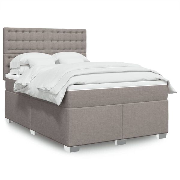 vidaXL &Kappa;&rho;&epsilon;&beta;ά&tau;&iota; Boxspring &mu;&epsilon; &Sigma;&tau;&rho;ώ&mu;&alpha; Taupe 140x200 &epsilon;&kappa;. &Upsilon;&phi;&alpha;&sigma;&mu;ά&tau;&iota;&nu;&omicron;