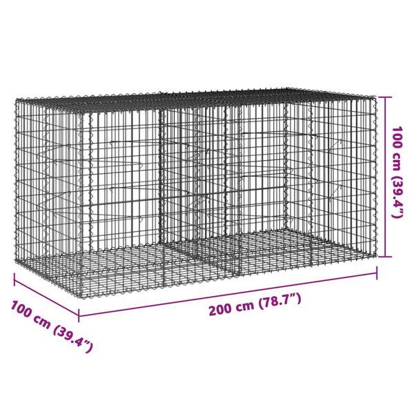 vidaXL Συρματοκιβώτιο με Κάλυμμα 200x100x100εκ από Γαλβανισμένο Χάλυβα