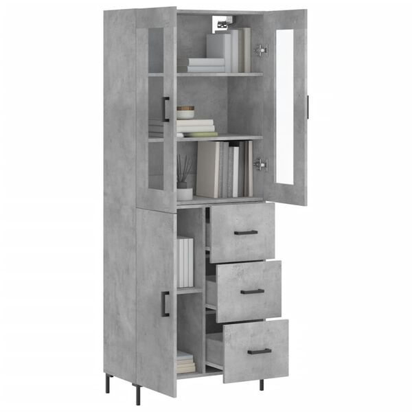 vidaXL Ντουλάπι Γκρι Σκυροδέματος 69,5x34x180 εκ. Επεξεργασμένο Ξύλο