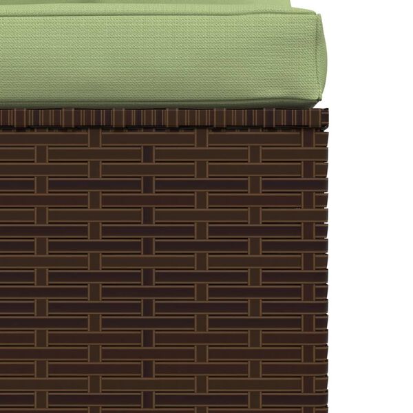 vidaXL Τριθέσιος Καναπές Καφέ από Συνθετικό Ρατάν με Μαξιλάρια