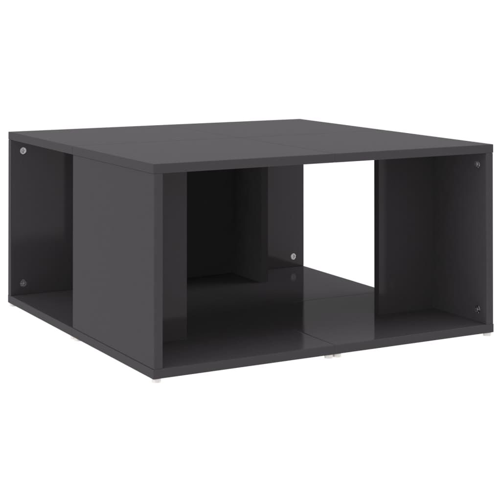 vidaXL Τραπεζάκια Σαλονιού 4 τεμ. Γυαλ. Γκρι 33x33x33 εκ. Επεξ. Ξύλο