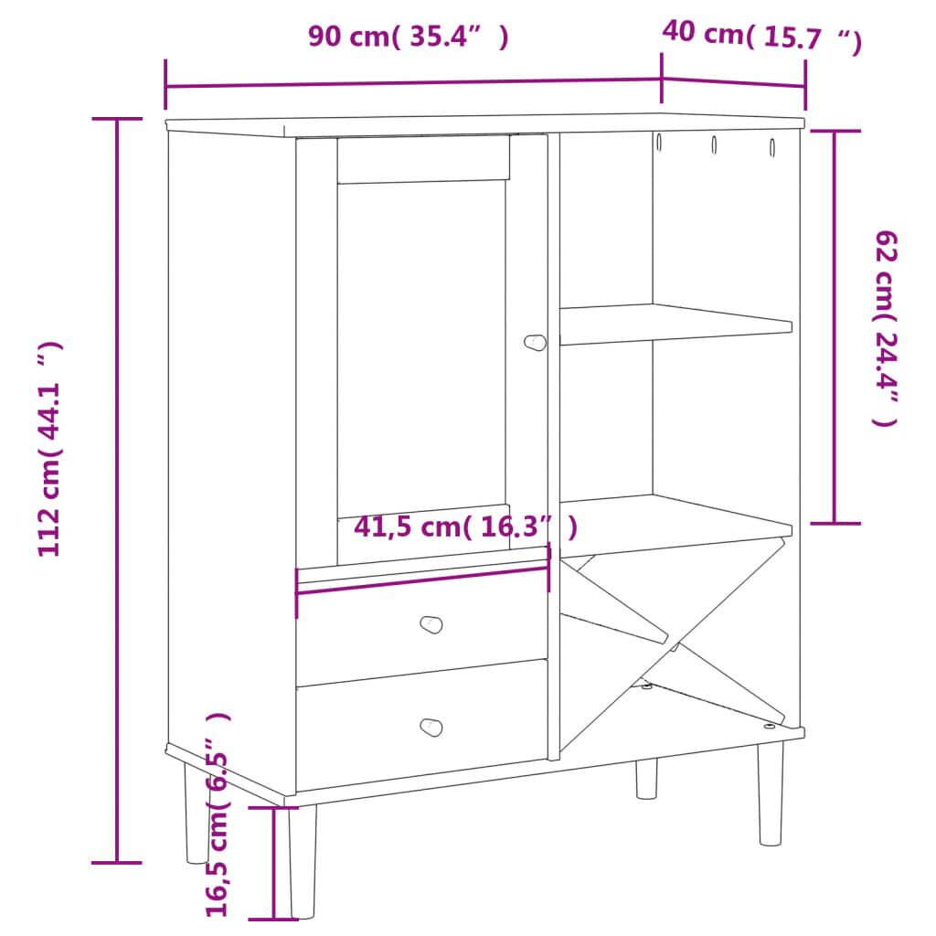vidaXL Ντουλάπι Ψηλό SENJA Καφέ/Ρατάν 90x40x112 εκ. Μασίφ Ξύλο Πεύκου