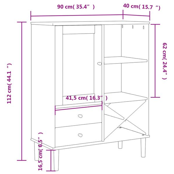 vidaXL Ντουλάπι Ψηλό SENJA Καφέ/Ρατάν 90x40x112 εκ. Μασίφ Ξύλο Πεύκου