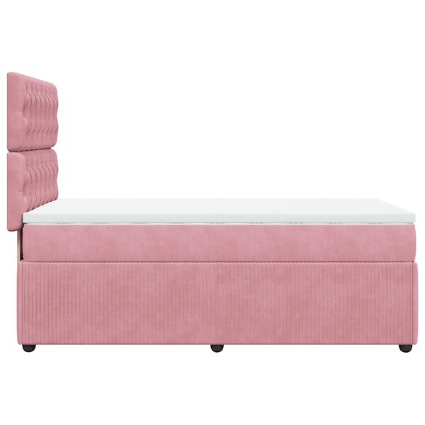vidaXL Κρεβάτι Boxspring με Στρώμα Ροζ 80 x 200 εκ. Βελούδινο